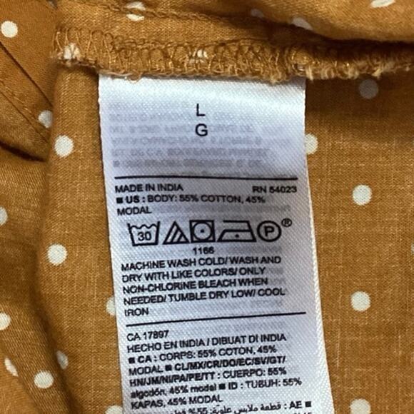 Old Navy Women Yellow Polka Dot Short Sleeve Band Collared Button Up Shirt Top L - Picture 4 of 4